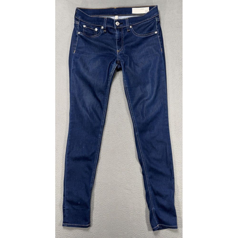 Rag & Bone Jeans Womens 28x30 Blue Legging Distressed Preppy Low Dark Wash Denim